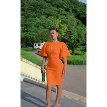 Memoriesea Women's Bodycon Ruffle Flared Midi Dress