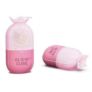 Glow Cube Ice Roller For Face Eyes and Neck To Brighten Skin & Enhance Your Natural Glow/Reusable Facial Treatment to Tighten & Tone Skin & De-Puff The Eye Area (Pink Crown)