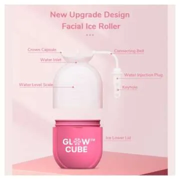 Glow Cube Ice Roller For Face Eyes and Neck To Brighten Skin & Enhance Your Natural Glow/Reusable Facial Treatment to Tighten & Tone Skin & De-Puff The Eye Area (Pink Crown)