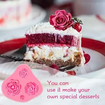 DAMOTK 6 Pack Pink Silicone Cake Molds - Butterfly, Rose, Leaves