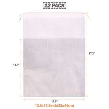 12 Pack Portable Shoe Bags for Travel Large Shoes Pouch Storage Organizer Clear Window with Drawstring for Men and Women 6 Black 6 White