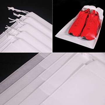 12 Pack Portable Shoe Bags for Travel Large Shoes Pouch Storage Organizer Clear Window with Drawstring for Men and Women 6 Black 6 White