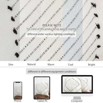 blue page Boho Throw Pillow Covers, Black and Cream White, Set of 2 Modern Farmhouse Accent Home Dec...