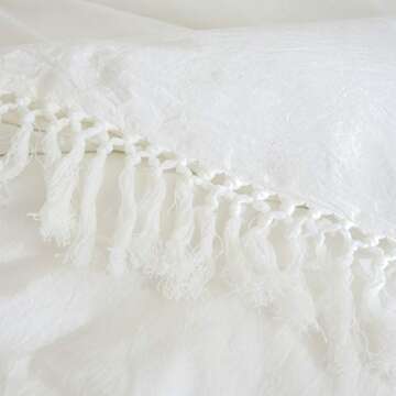 Bohemian Duvet Cover Set 3Pcs (1 Duvet Cover +2 Pillowcases) Beddings Luxury and Elegant Comforter Covers Tassel 100% Washed Cotton