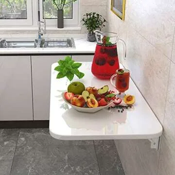 Folding Wall-Mounted Drop-Leaf Table, Cold Rolled Steel Folding Shelf Bench Table Bracket, Heavy Duty Wall Mount Table Kitchen & Dining Table Desk Computer Desk Trestle Desk