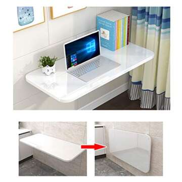 Folding Wall-Mounted Drop-Leaf Table, Cold Rolled Steel Folding Shelf Bench Table Bracket, Heavy Duty Wall Mount Table Kitchen & Dining Table Desk Computer Desk Trestle Desk