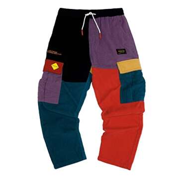 Aelfric Eden Men's Color Patchwork Cargo Pants Hip hop Joggers Streetwear Pants