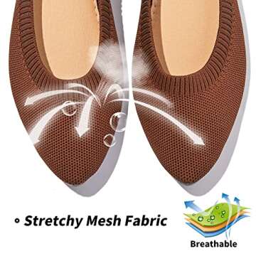 BABUDOG Women's Mesh Flats Shoes Pointed-Toe Dress Shoes for Women Black Flats Shoes Comfortable Mem...