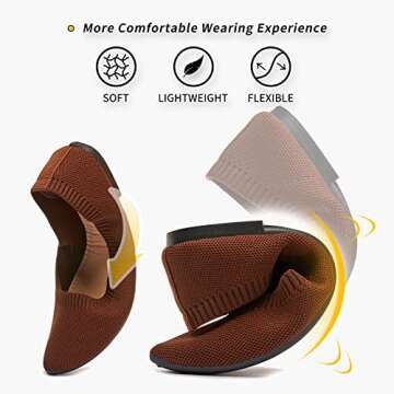 BABUDOG Women's Mesh Flats Shoes Pointed-Toe Dress Shoes for Women Black Flats Shoes Comfortable Memory Foam Flats Shoes(Brown.US7)