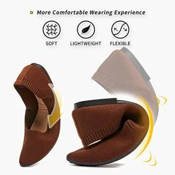 BABUDOG Women's Mesh Flats Shoes Pointed-Toe Dress Shoes for Women Black Flats Shoes Comfortable Memory Foam Flats Shoes(Brown.US7)