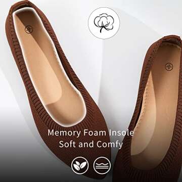 BABUDOG Women's Mesh Flats Shoes Pointed-Toe Dress Shoes for Women Black Flats Shoes Comfortable Memory Foam Flats Shoes(Brown.US7)