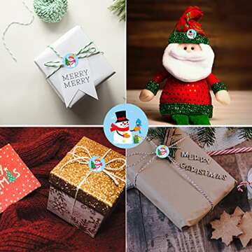 500 Pc Christmas Snowman Stickers Roll - 1 Inch 8 Designs Cartoon Snowman Holiday Roll Stickers for Seal, Party, Gift, Great for Kid As Christmas Reward or Gift
