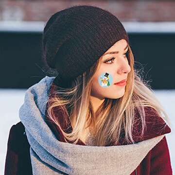 500 Pc Christmas Snowman Stickers Roll - 1 Inch 8 Designs Cartoon Snowman Holiday Roll Stickers for Seal, Party, Gift, Great for Kid As Christmas Reward or Gift