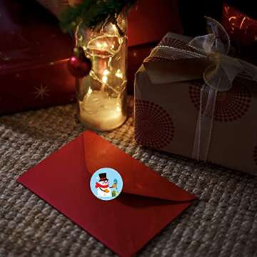 500 Pc Christmas Snowman Stickers Roll - 1 Inch 8 Designs Cartoon Snowman Holiday Roll Stickers for Seal, Party, Gift, Great for Kid As Christmas Reward or Gift