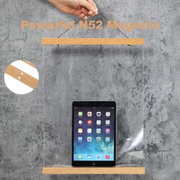 FALAMON 2 Pack Magnetic Poster Hanger Frame, 18x24 18x12 18x18 Teak Wood Magnet Poster Frame for Hanging Posters, Prints, Photos, Pictures, Maps, Scrolls, and Canvas Artwork