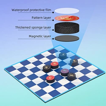 2 in 1 Checkers & Tic-Tac-Toe Travel Games for Kids