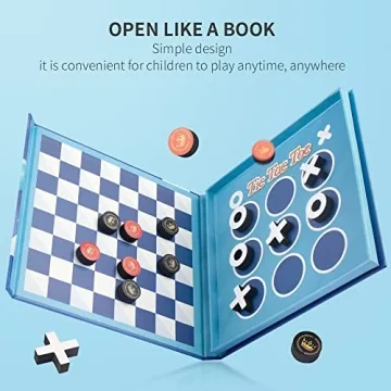 2 in 1 Checkers & Tic-Tac-Toe Travel Games for Kids