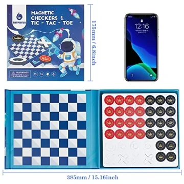 2 in 1 Checkers & Tic-Tac-Toe Travel Games for Kids