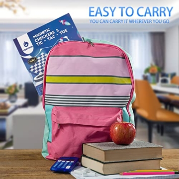 2 in 1 Checkers & Tic-Tac-Toe Travel Games for Kids