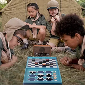 2 in 1 Checkers & Tic-Tac-Toe Travel Games for Kids
