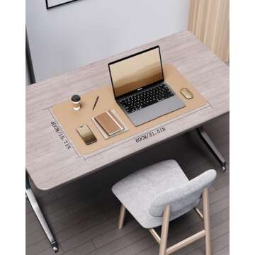 YSAGi Double-Sided Desk Pad, 31.5"x15.7"Leather Desk Mat, Eco Cork Desk Pad Protector,Large Mouse Pa...