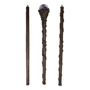Ebros Merlin The Wizard Sorcerer Twisted Vines Staff with Glass Orb Handle 67" Long Decorative Costume Prop Accessory Walking Cane Decor Collectible Figurine NOT a Medical Walking Assistance Cane