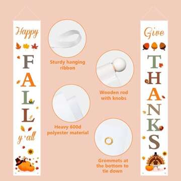 DAZONGE Fall Thanksgiving Decorations for Home - Banners