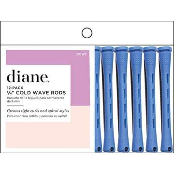 Diane Cold Wave Rods, Blue, 1/4", Set Of 12 for Bouncy Curls