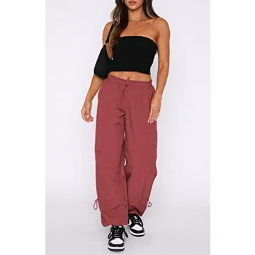 Buy DISCIPBUSH Baggy Cargo Pants for Women in Brick Red