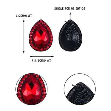 EVER FAITH Women's Austrian Crystal Wedding Teardrop Pierced Stud Earrings Red Black-Tone