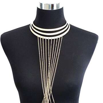 Romanticworks Gold Tone Body Chain Necklace Adjustable Fine Chain Sexy Summer Bikini Necklace