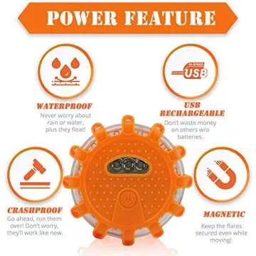 Ecoangel USB Rechargeable LED Road Flares Emergency Lights-Roadside Warning Car Safety Beacon Flashi...