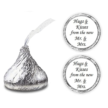 324 Hugs and Kisses from The New Mr. & Mrs. Kiss Wedding Stickers, Chocolate Drops Labels Stickers f...