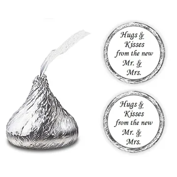 324 Hugs and Kisses from The New Mr. & Mrs. Kiss Wedding Stickers, Chocolate Drops Labels Stickers f...