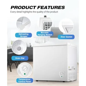 Rosmena Chest Freezer 5 Cubic Feet with Adjustable Temp