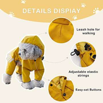 Cosibell Dog Raincoat, Waterproof Doggie Raincoats with Hood for Small Medium Dogs, Dog Rain Jacket with Reflective Strap, Lightweight Jacket with Hole(XL, Yellow)