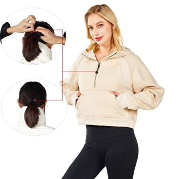 XWEAIJ Women's Fleece-Lined Half Zip Hoodie 2024