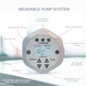 Freemie Liberty II Deluxe Hands-Free Wearable Breast Pump System for Discreet Pumping | Quiet Rechargeable Mobile Breast Pump | Ultra-Lightweight in-Bra Cups, 25mm & 28mm Breast Flanges Included