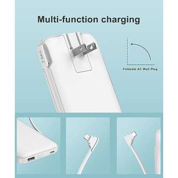 Metecsmart 2-Pack 10000mAh Phone Portable Charger Power Bank, Built in Cable and AC Wall Plug, Fast ...