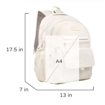 Phaoullzon Teen Girls School Backpack for College, Aesthetic Bookbag for Women,Beige