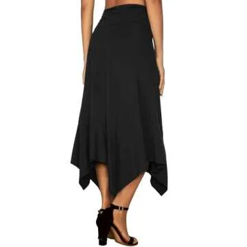 DJT Women's Flowy Handkerchief Hemline Midi Skirt