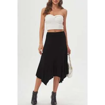 DJT Women's Flowy Handkerchief Hemline Midi Skirt