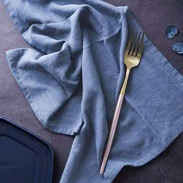 6 Sets Blue Cloth Napkins ，20X20 inches Dinner Napkins Cloth， Soft Linen Napkins Cloth Washable，Everyday Reusable Durable Cloth Napkins-Cloth Cotton Napkins is Suitable for Weddings Parties Home Use