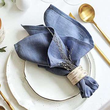 6 Sets Blue Cloth Napkins ，20X20 inches Dinner Napkins Cloth， Soft Linen Napkins Cloth Washable，Everyday Reusable Durable Cloth Napkins-Cloth Cotton Napkins is Suitable for Weddings Parties Home Use