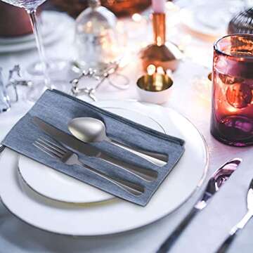 6 Sets Blue Cloth Napkins ，20X20 inches Dinner Napkins Cloth， Soft Linen Napkins Cloth Washable，Everyday Reusable Durable Cloth Napkins-Cloth Cotton Napkins is Suitable for Weddings Parties Home Use