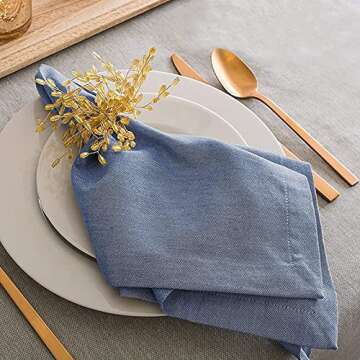 6 Sets Blue Cloth Napkins ，20X20 inches Dinner Napkins Cloth， Soft Linen Napkins Cloth Washable，Everyday Reusable Durable Cloth Napkins-Cloth Cotton Napkins is Suitable for Weddings Parties Home Use