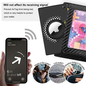 [2 Pack] for Airtag Wallet Holder, Slim Thin Airtag Wallet Card, Credit Card Size Wallet Case Holder for AirTag for Purse, Handbag, Clutch, Wristlet (Black)