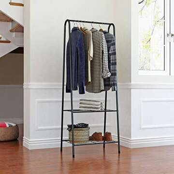HOMEFORT Coat Rack Metal Clothing Rack, 23.6”Wx13.19”Dx63”H (Black, 1)
