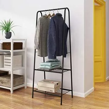 HOMEFORT Coat Rack Metal Clothing Rack, 23.6”Wx13.19”Dx63”H (Black, 1)