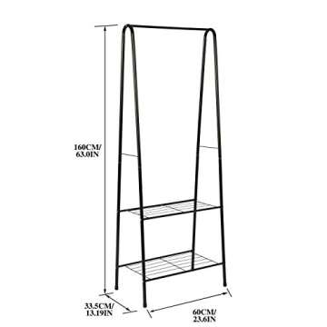 HOMEFORT Coat Rack Metal Clothing Rack, 23.6”Wx13.19”Dx63”H (Black, 1)